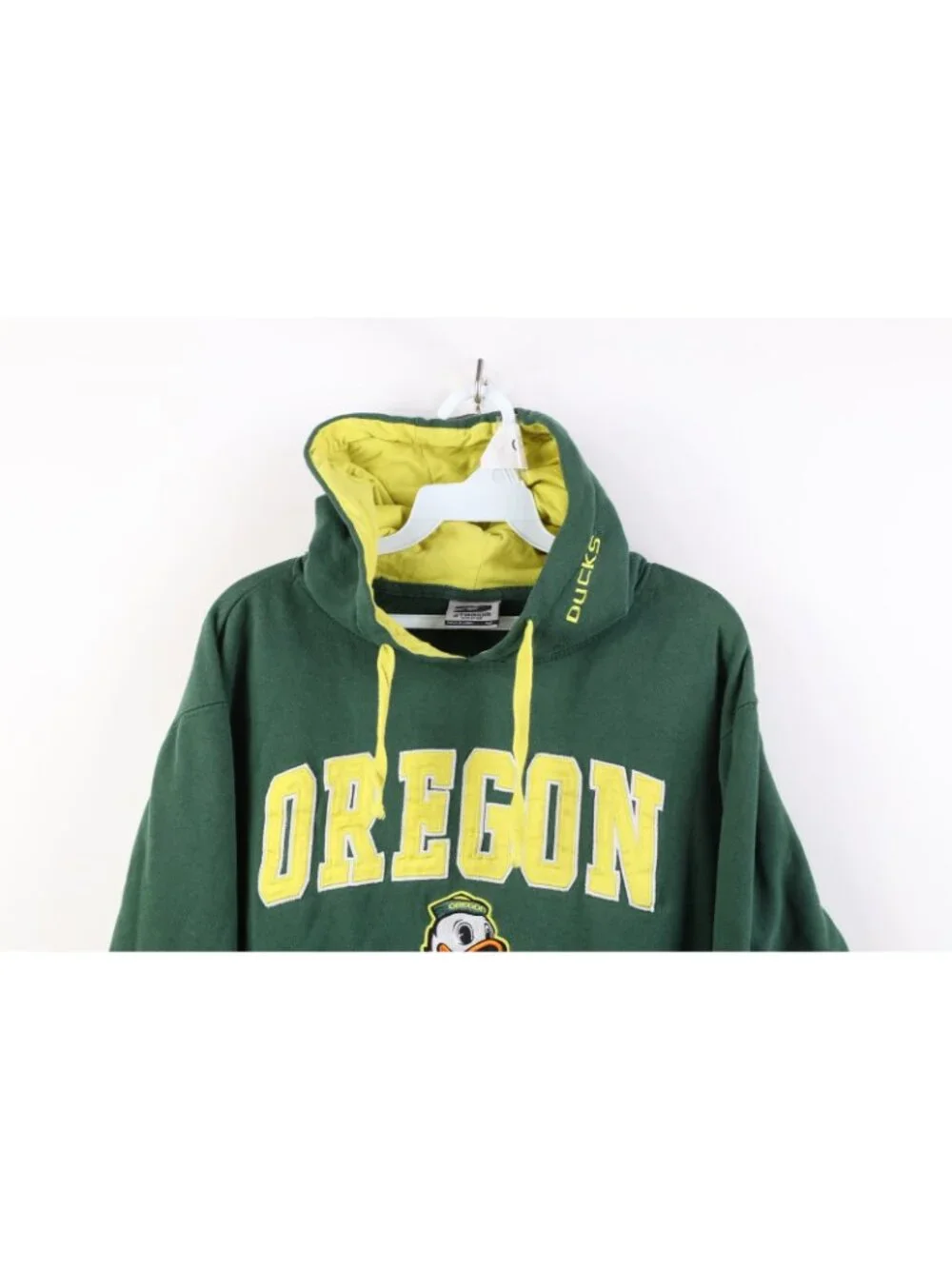 Vintage Y2K Mens Medium Distressed University of Oregon Hoodie Sweatshirt Green
